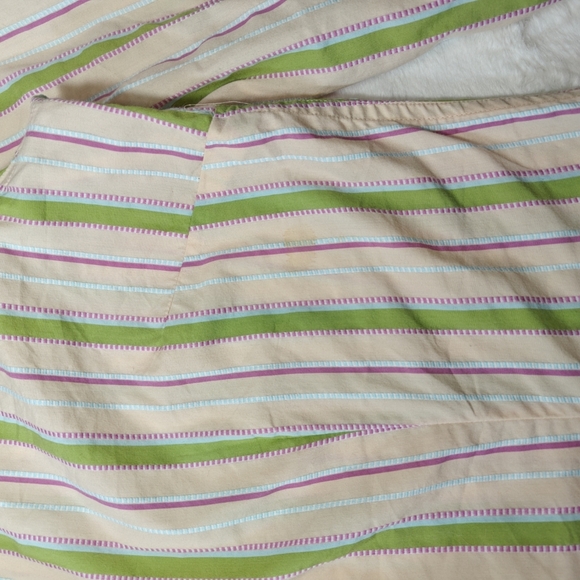 Robert Graham Sz‎ S Green Pink Stripe Button Up Cotton Embroidered Flip Cuff - Picture 7 of 7